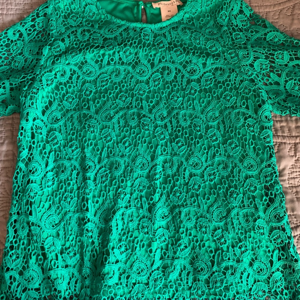 Philosophy Vibrant Green Lace Blouse